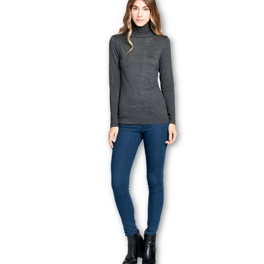 Long Sleeve Turtleneck Sweater - Grey