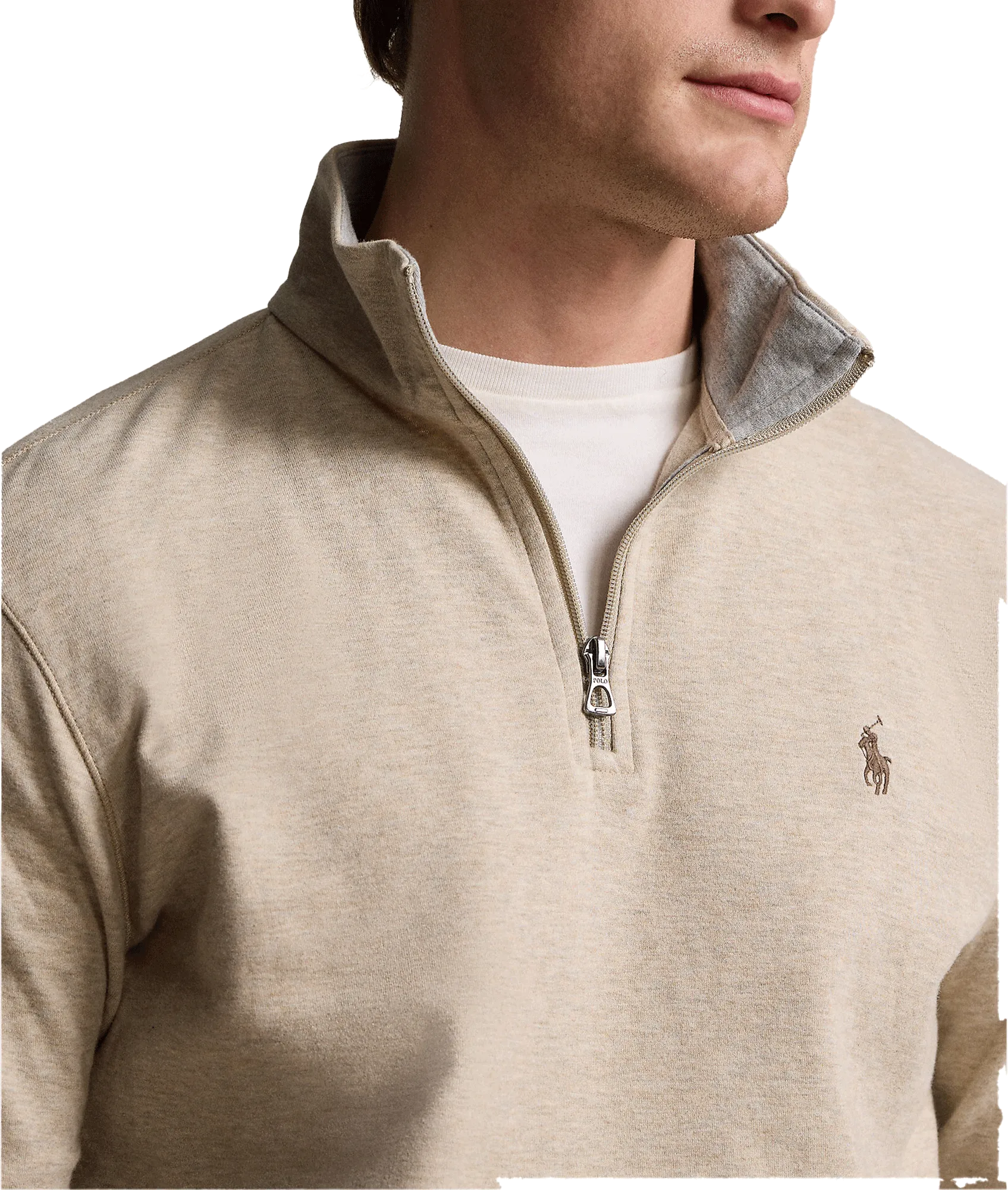 Luxury Jersey Quarter-zip Pullover - Beige