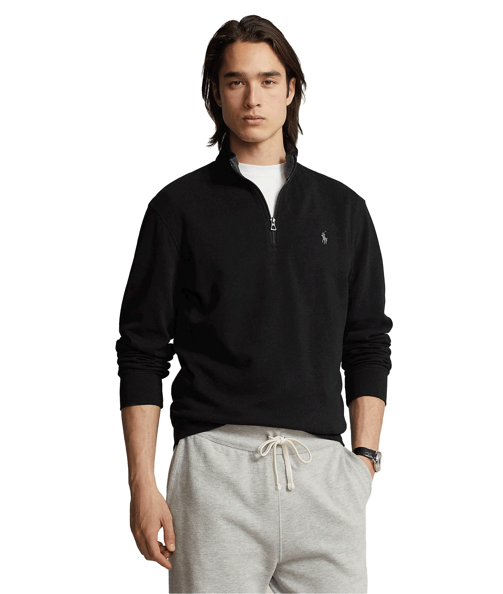 Luxury Jersey Quarter-zip Pullover - Black