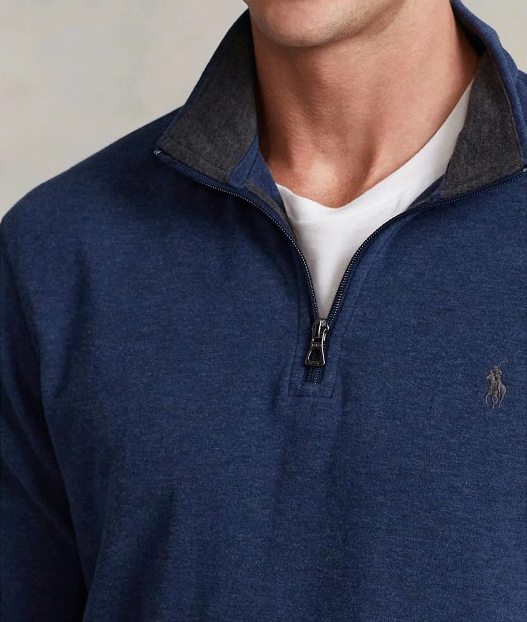 Luxury Jersey Quarter-Zip Pullover - Navy