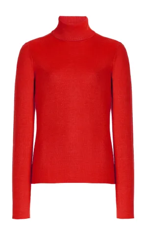 May Knit Turtleneck in Red Topaz Merino Wool Cashmere