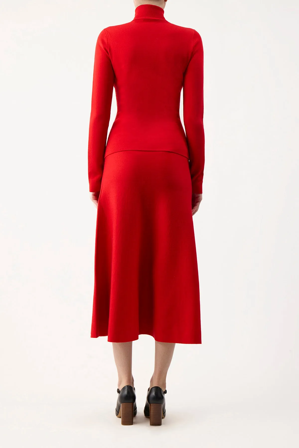 May Knit Turtleneck in Red Topaz Merino Wool Cashmere