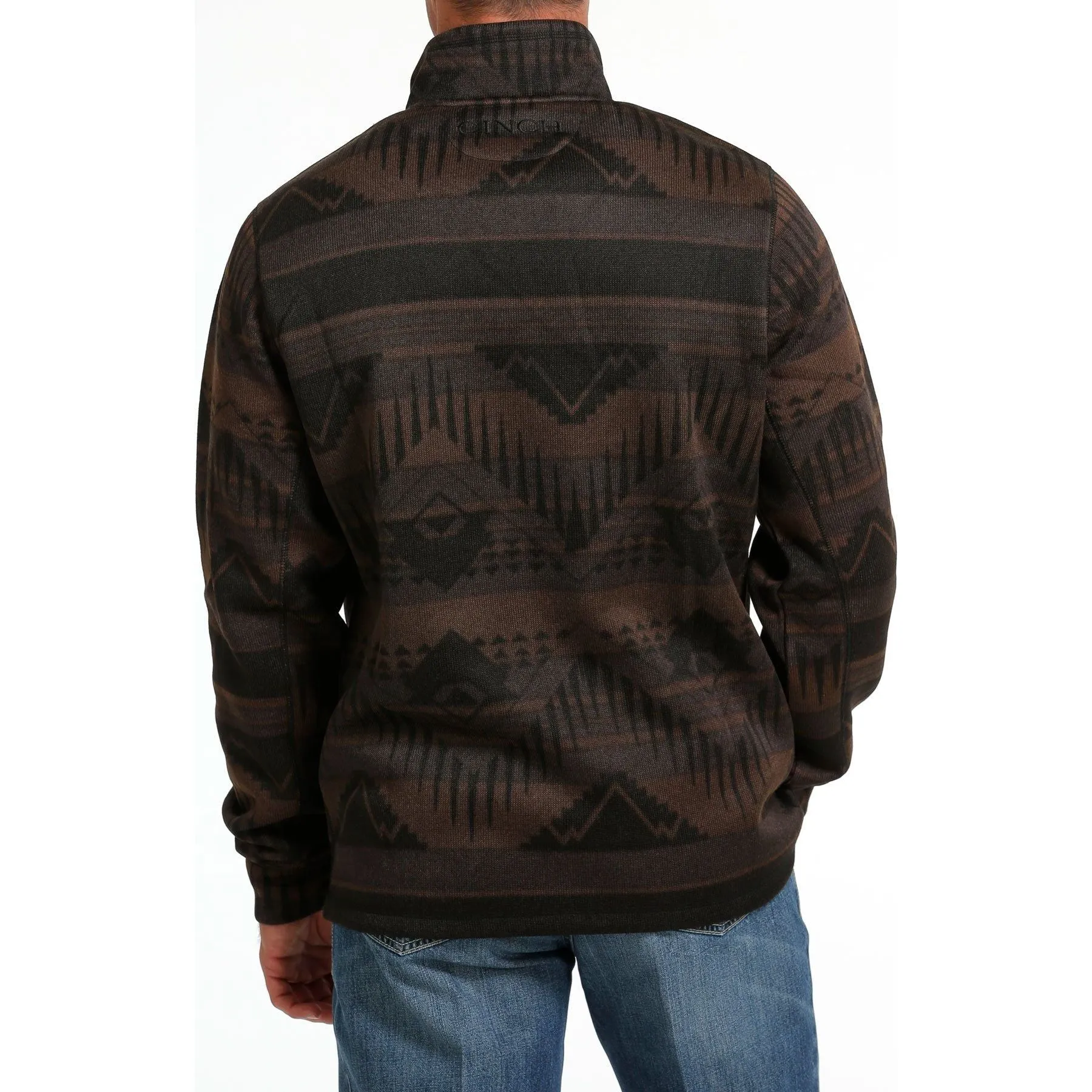 MEN'S CINCH 1/2 ZIP SOUTHWESTERN PRINT SWEATER PULLOVER - BROWN