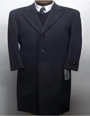 Mens Overcoat - Topcoat For Men - Winter Fabric - Dark Charcoal Gray classic model features button front Wool men's Overcoat