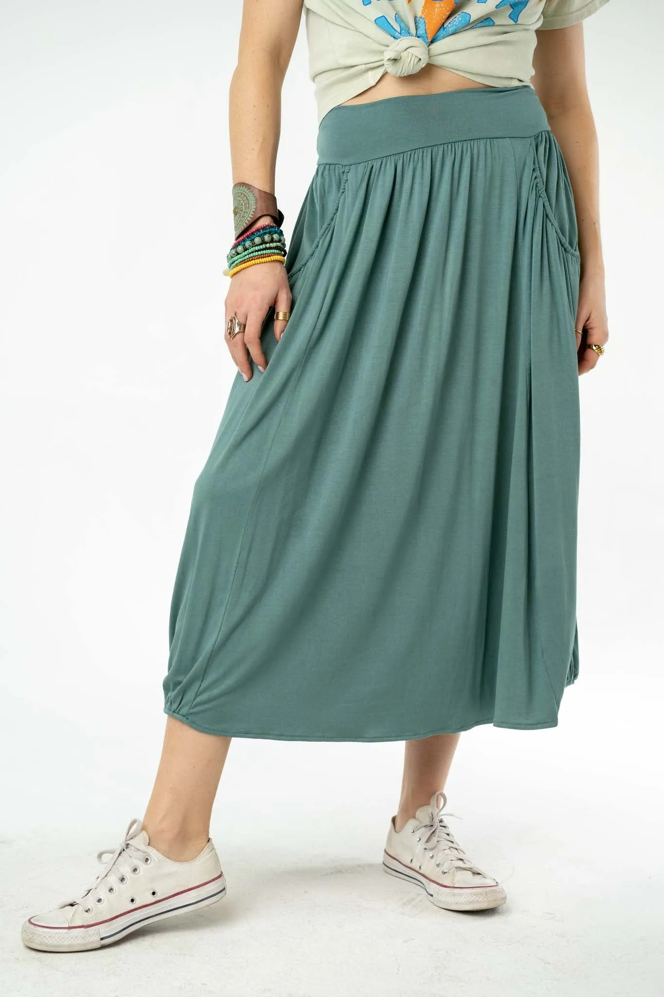 Milly Pocketed Maxi Skirt - Teal Blue