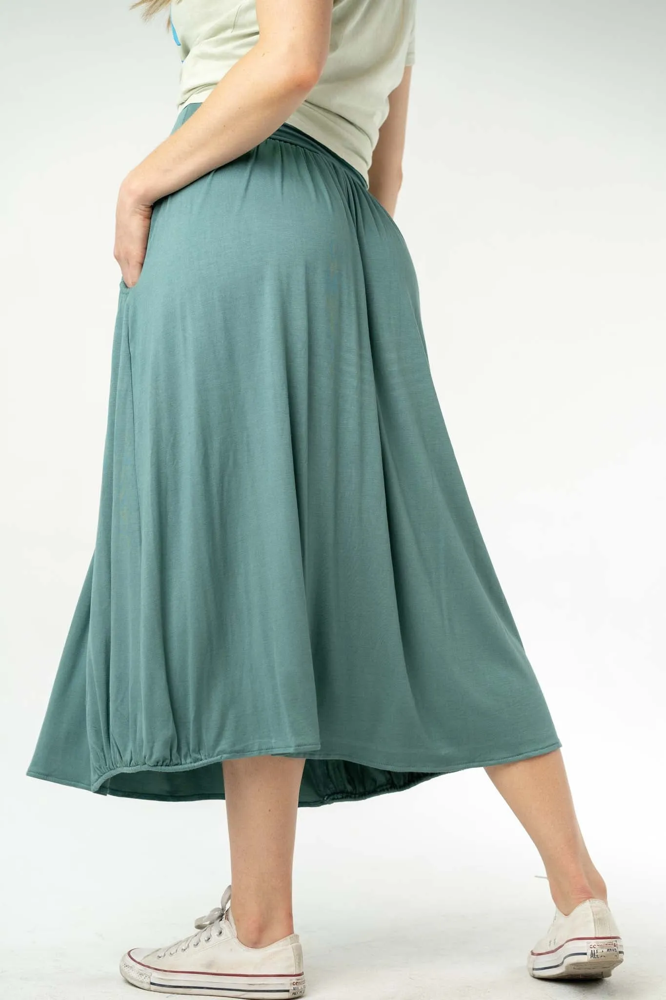 Milly Pocketed Maxi Skirt - Teal Blue