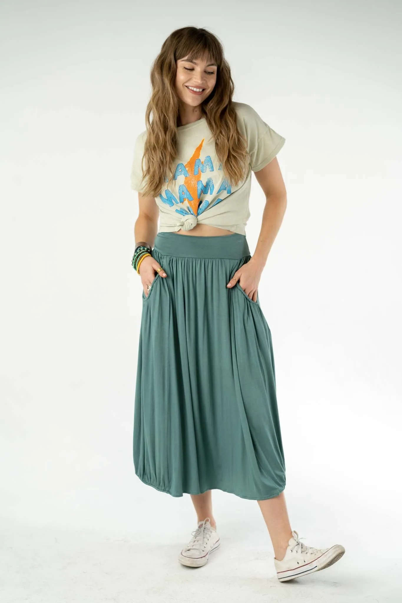 Milly Pocketed Maxi Skirt - Teal Blue