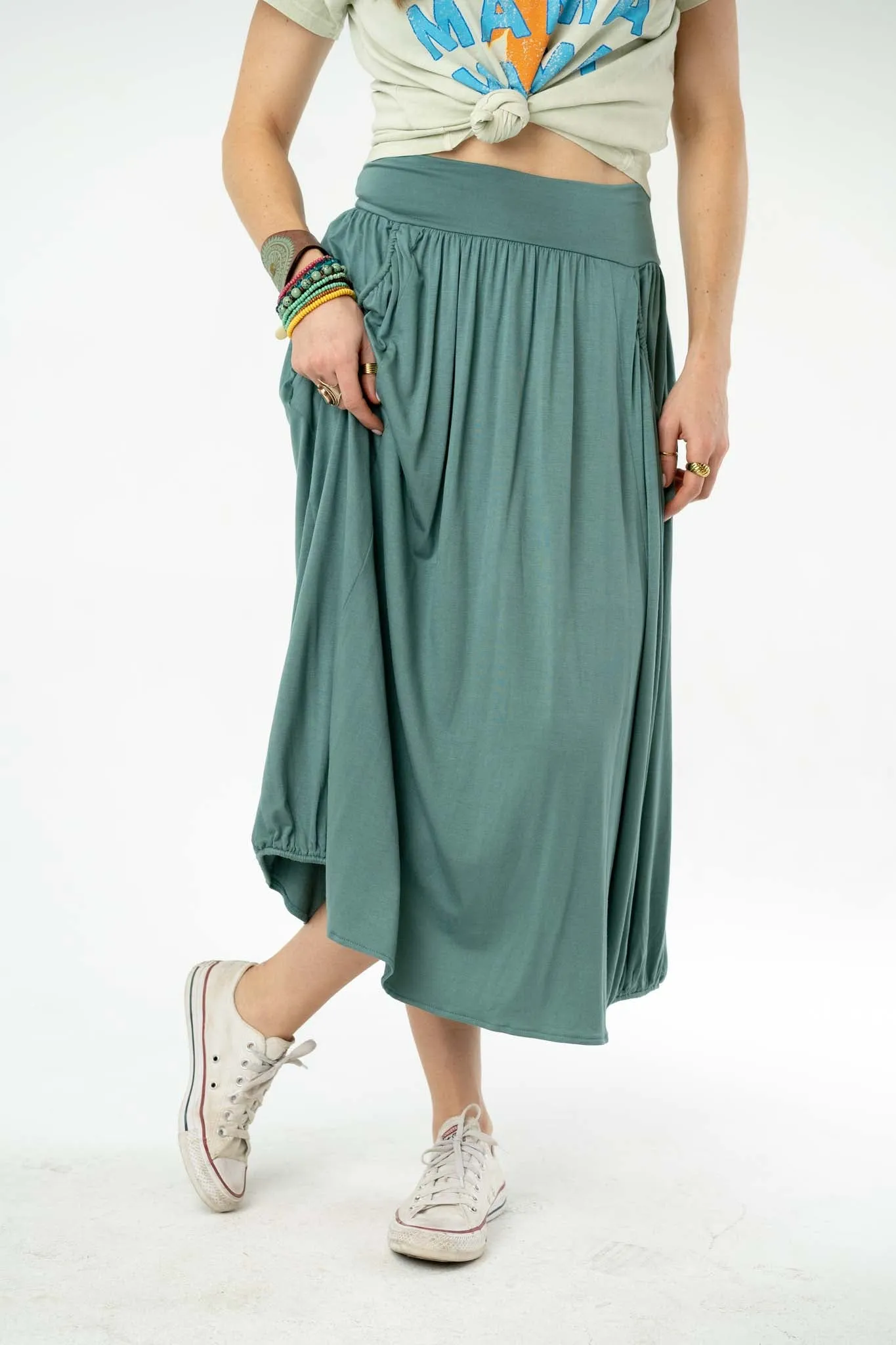 Milly Pocketed Maxi Skirt - Teal Blue