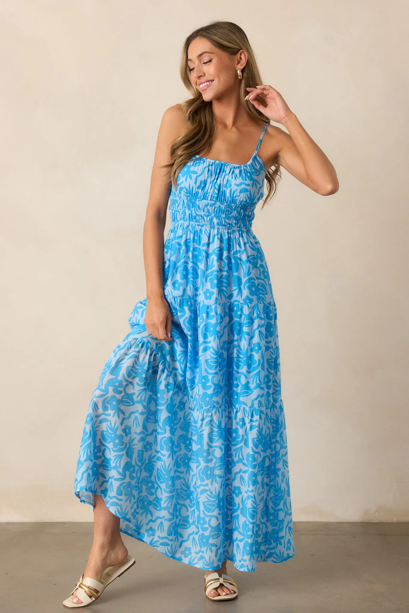 MINKPINK Enza Blue Floral Maxi Dress