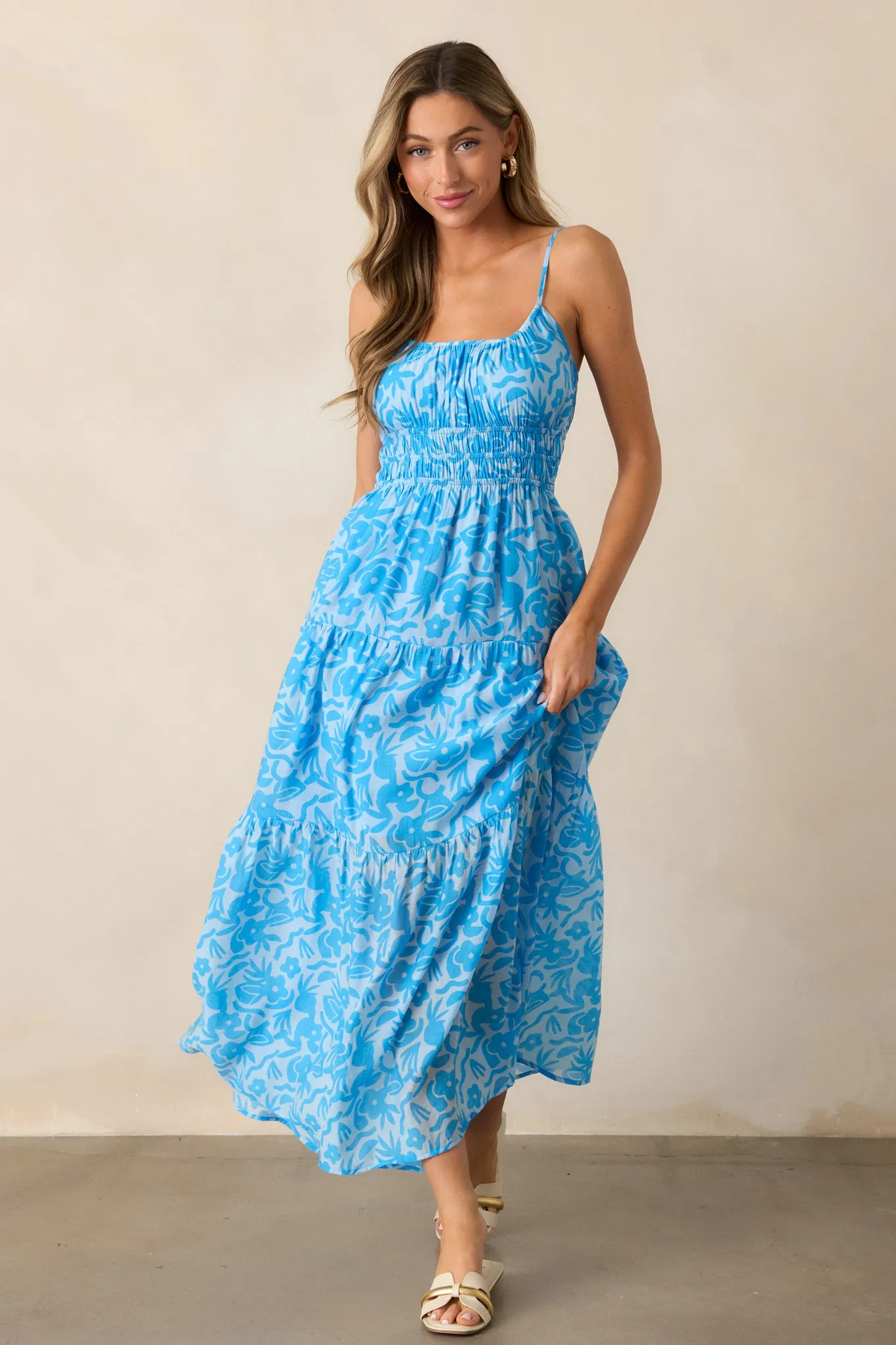 MINKPINK Enza Blue Floral Maxi Dress