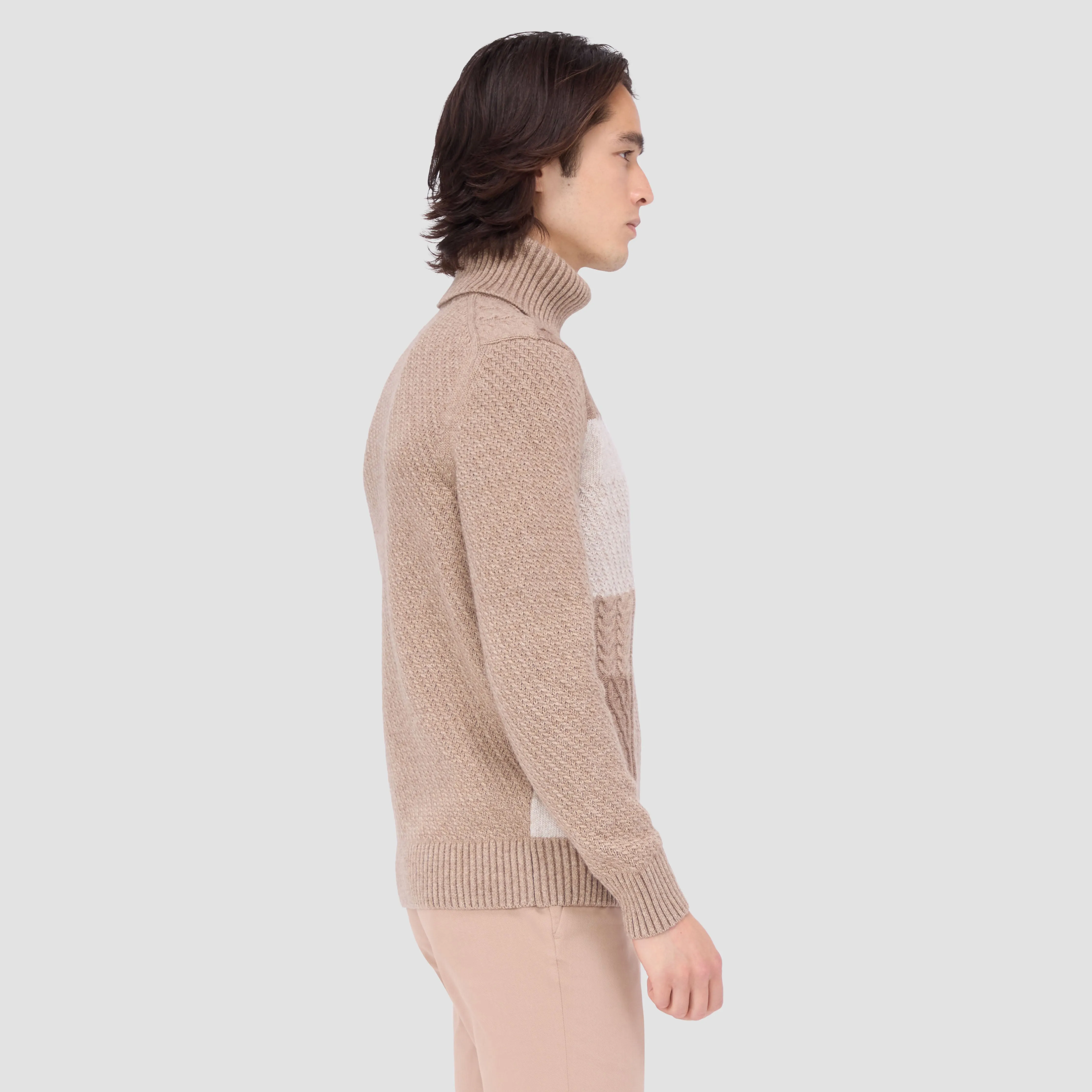 Mixed Stitch Turtleneck Sweater