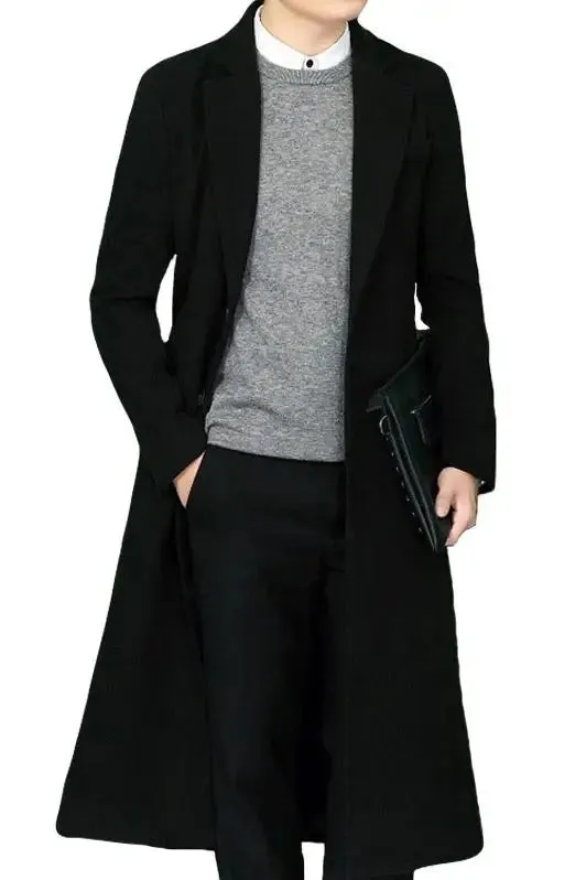 New Arrival Men’s Padded Overcoat Long Single Breasted Casual Thick Coat M-4XL