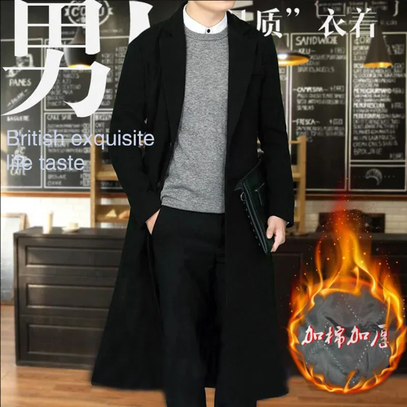 New Arrival Men’s Padded Overcoat Long Single Breasted Casual Thick Coat M-4XL