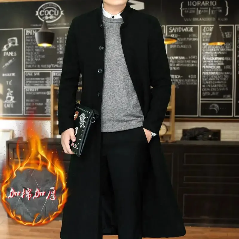 New Arrival Men’s Padded Overcoat Long Single Breasted Casual Thick Coat M-4XL