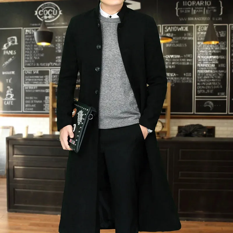 New Arrival Men’s Padded Overcoat Long Single Breasted Casual Thick Coat M-4XL