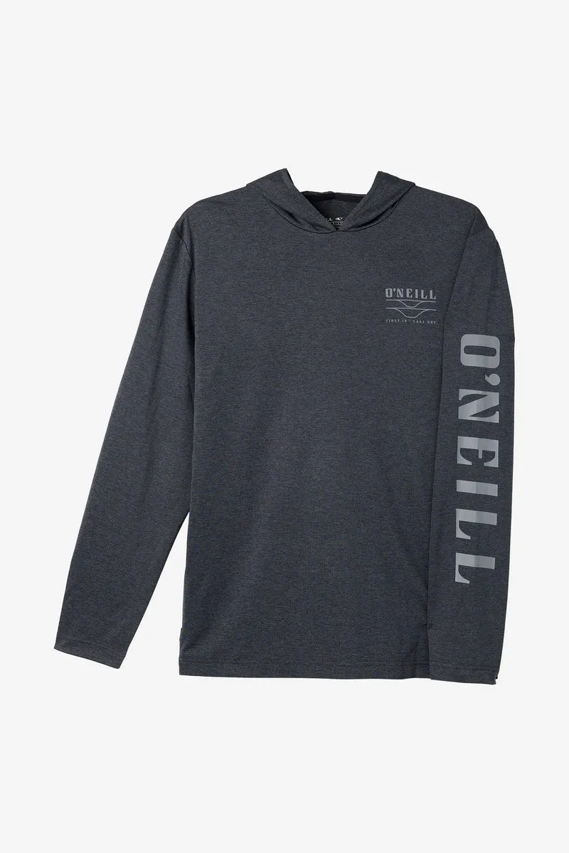 O'Neill Trvlr UPF Hooded Snap L/S Tee-Heather Black