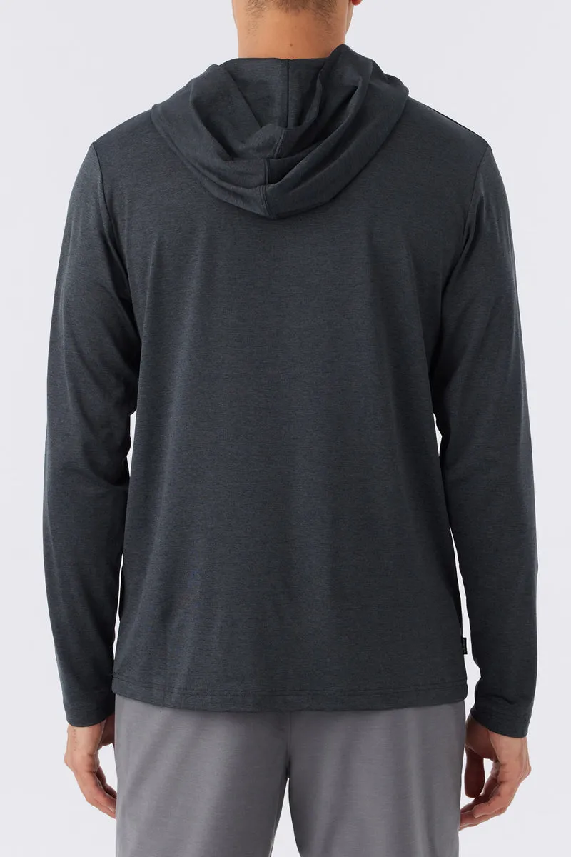 O'Neill Trvlr UPF Hooded Snap L/S Tee-Heather Black