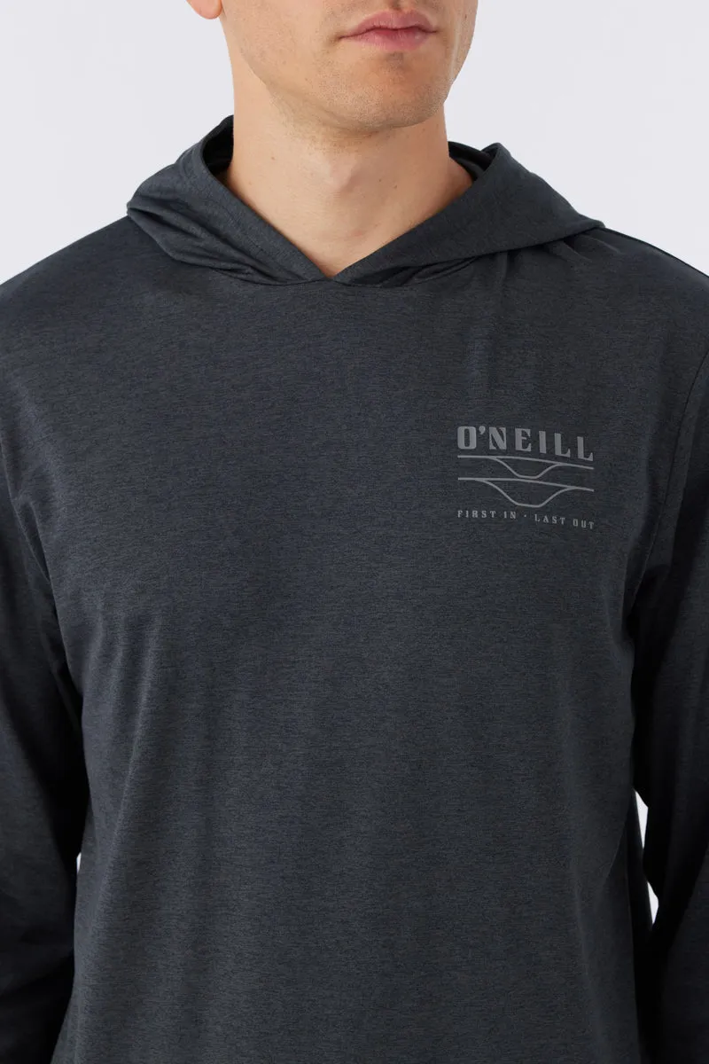 O'Neill Trvlr UPF Hooded Snap L/S Tee-Heather Black