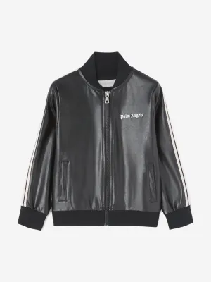 Palm Angels Girls Coated Track Jacket in Black