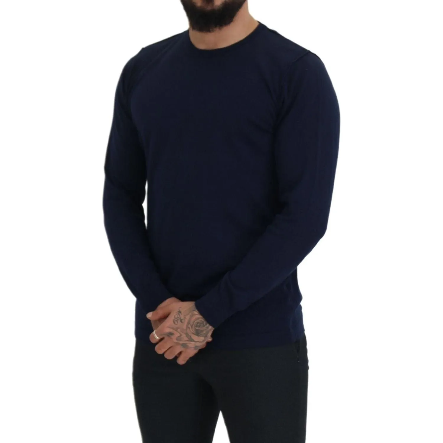 Paolo Pecora Milano Authentic Crewneck Blue Pullover Sweater