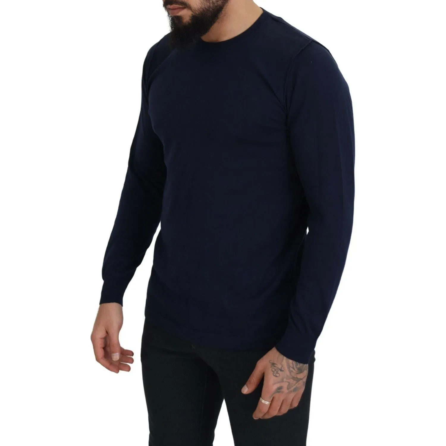 Paolo Pecora Milano Authentic Crewneck Blue Pullover Sweater