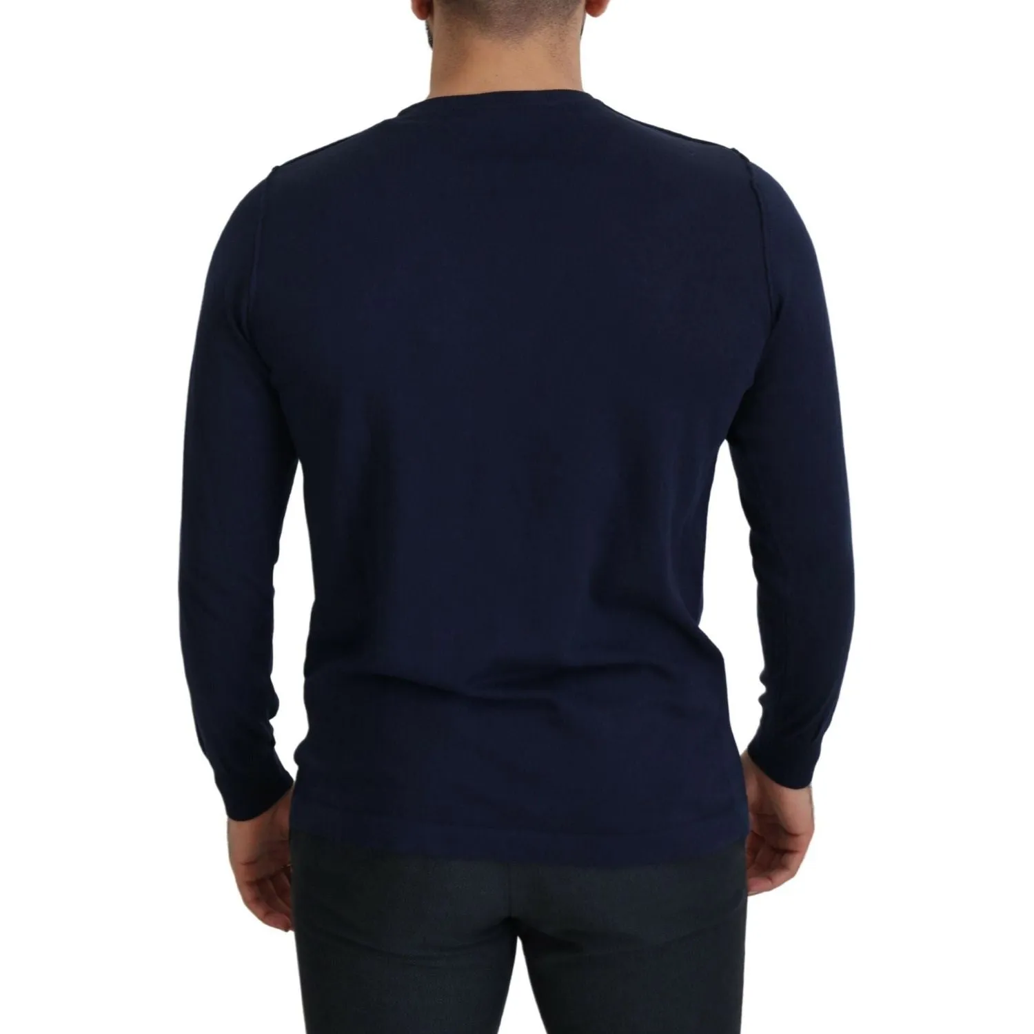 Paolo Pecora Milano Authentic Crewneck Blue Pullover Sweater