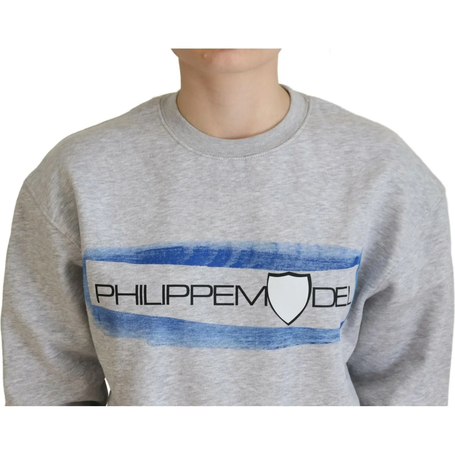 Philippe Model Elegant Gray Printed Cotton Sweater