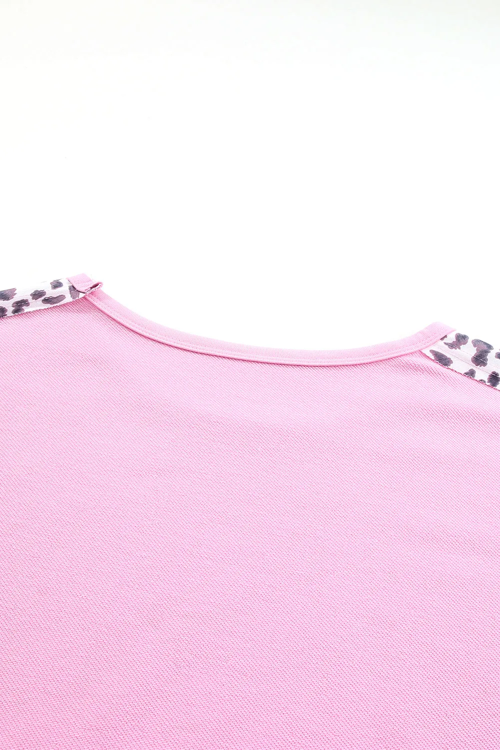 Pink Leopard Splicing Plus Size Sweatshirt with Exposed Seams