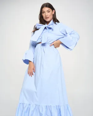 Poplin Bell Sleeve Top and Skirt Set | Periwinkle