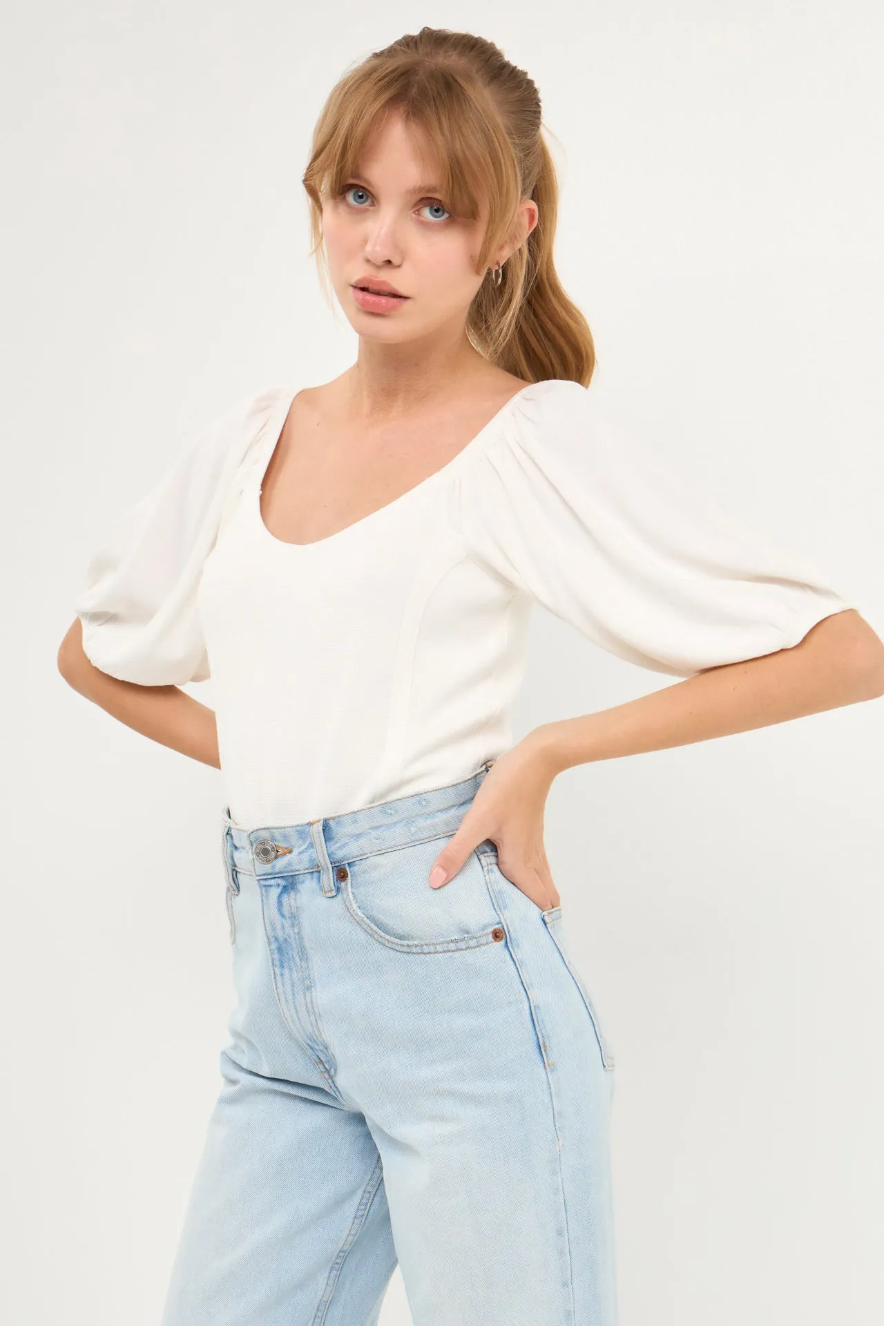 Puff Sleeve Knit Top