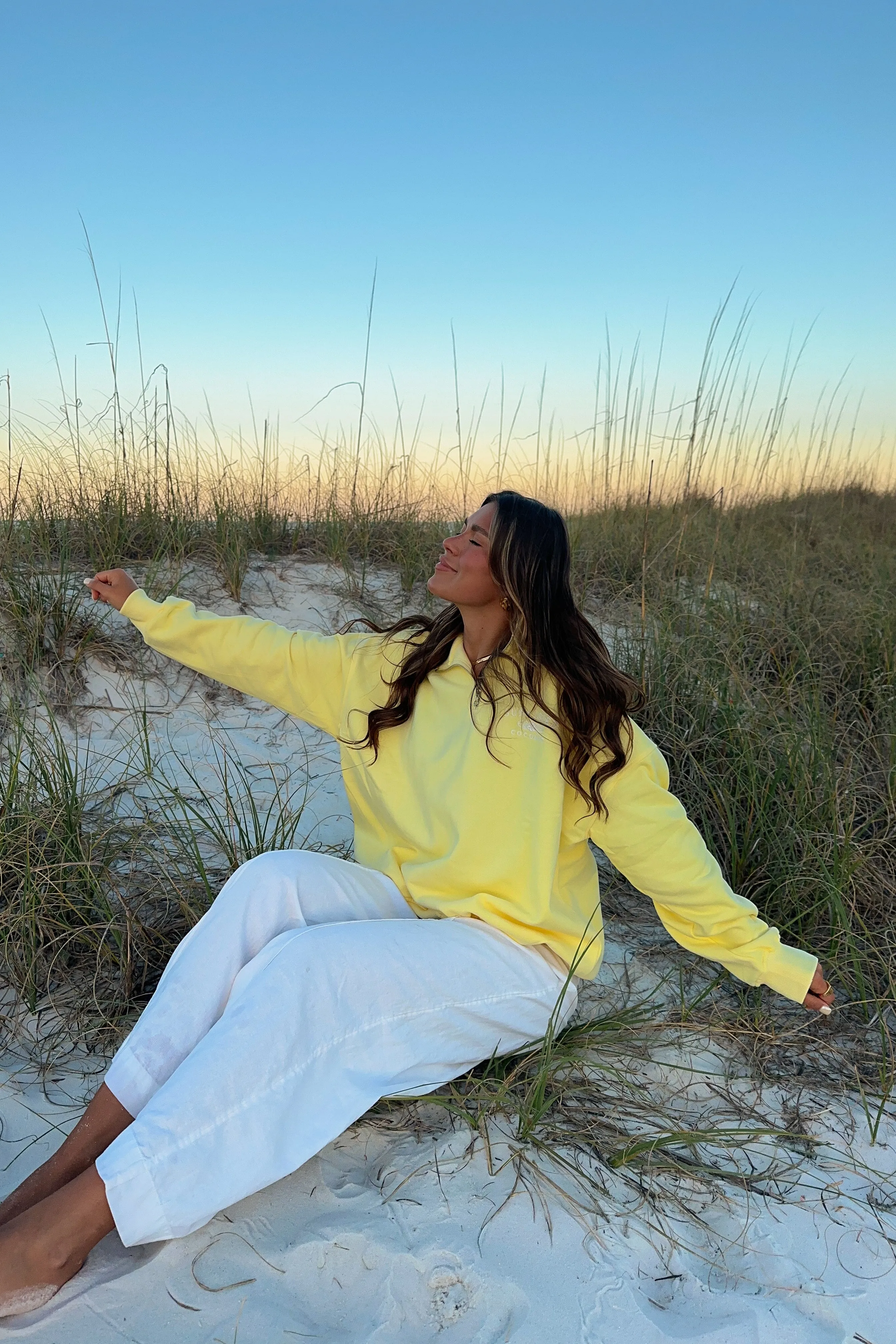 Quarter Zip Pullover in Yellow | Restocked