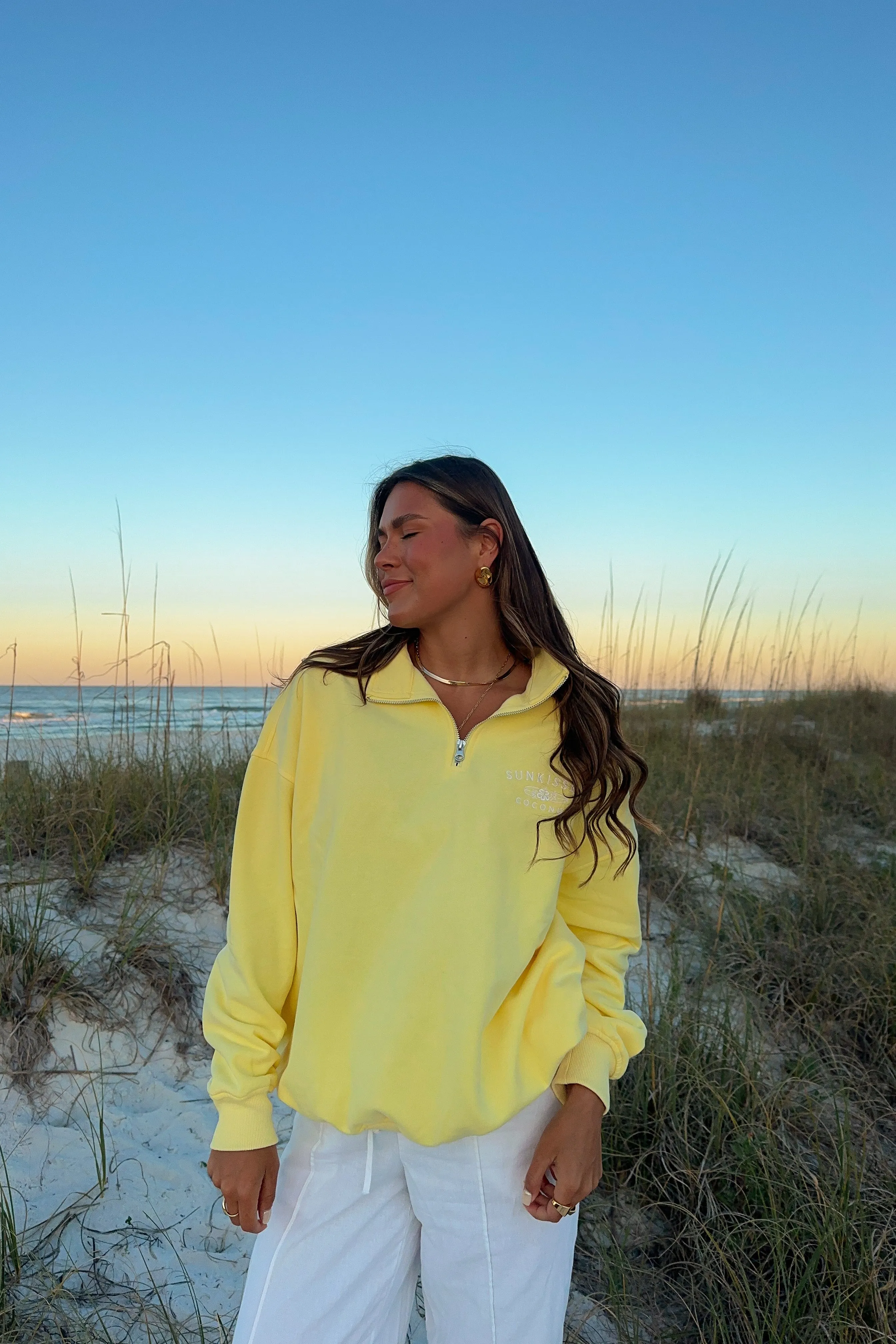 Quarter Zip Pullover in Yellow | Restocked