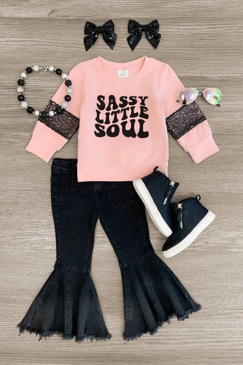 "Sassy Little Soul" Denim Bell Bottom Set