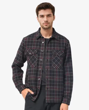 Rare Rabbit Men's Roche Black Cotton Polyester Fabric Full Sleeve Button Closure Twill Checks Shacket