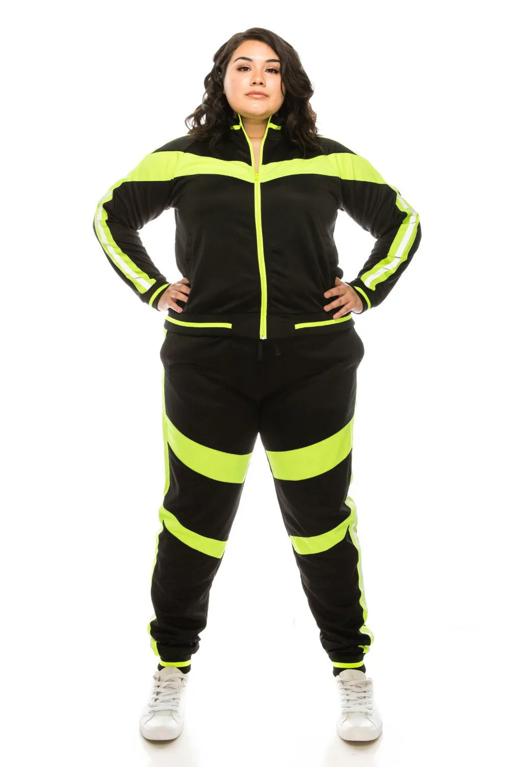 Reflective Neon Striped Track Suit