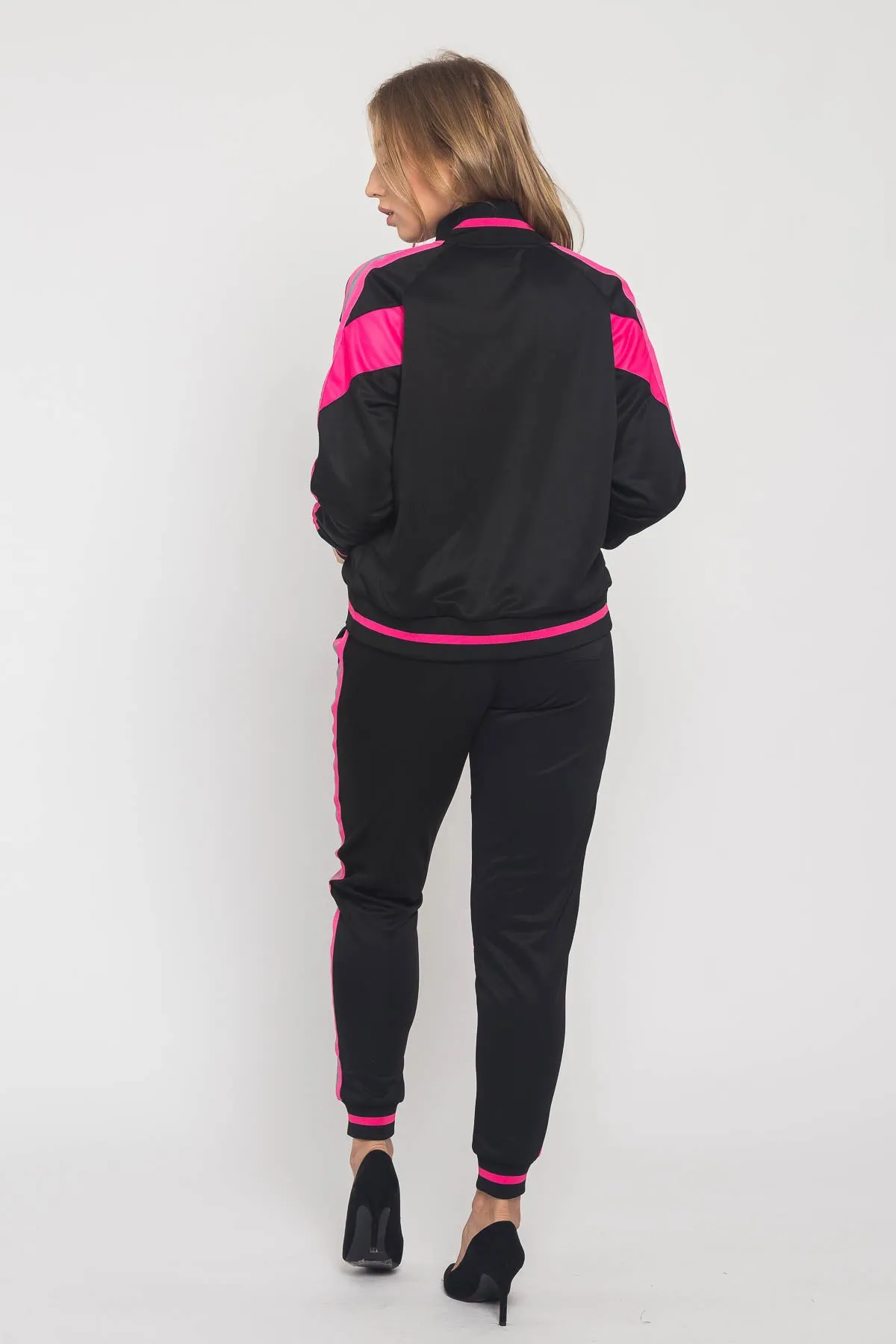 Reflective Neon Striped Track Suit