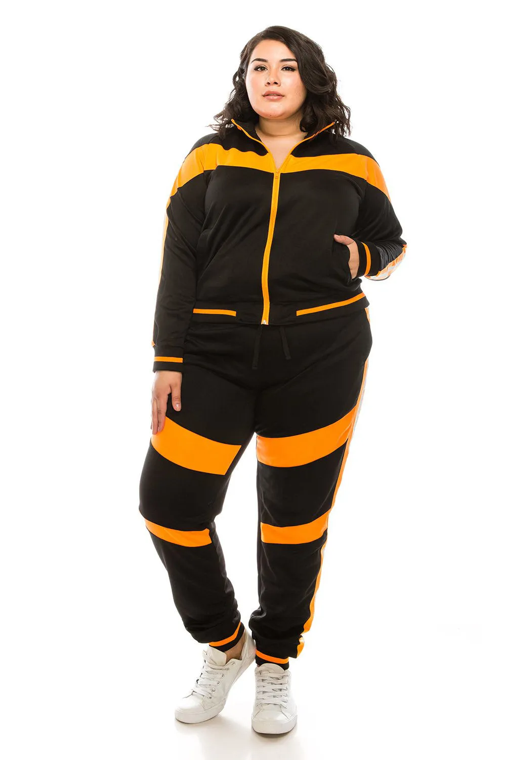 Reflective Neon Striped Track Suit