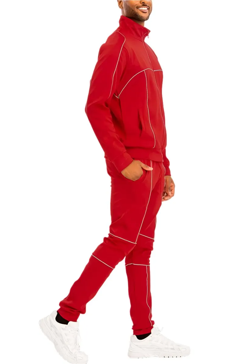 Reflective Piping Detailed Red Track Suit