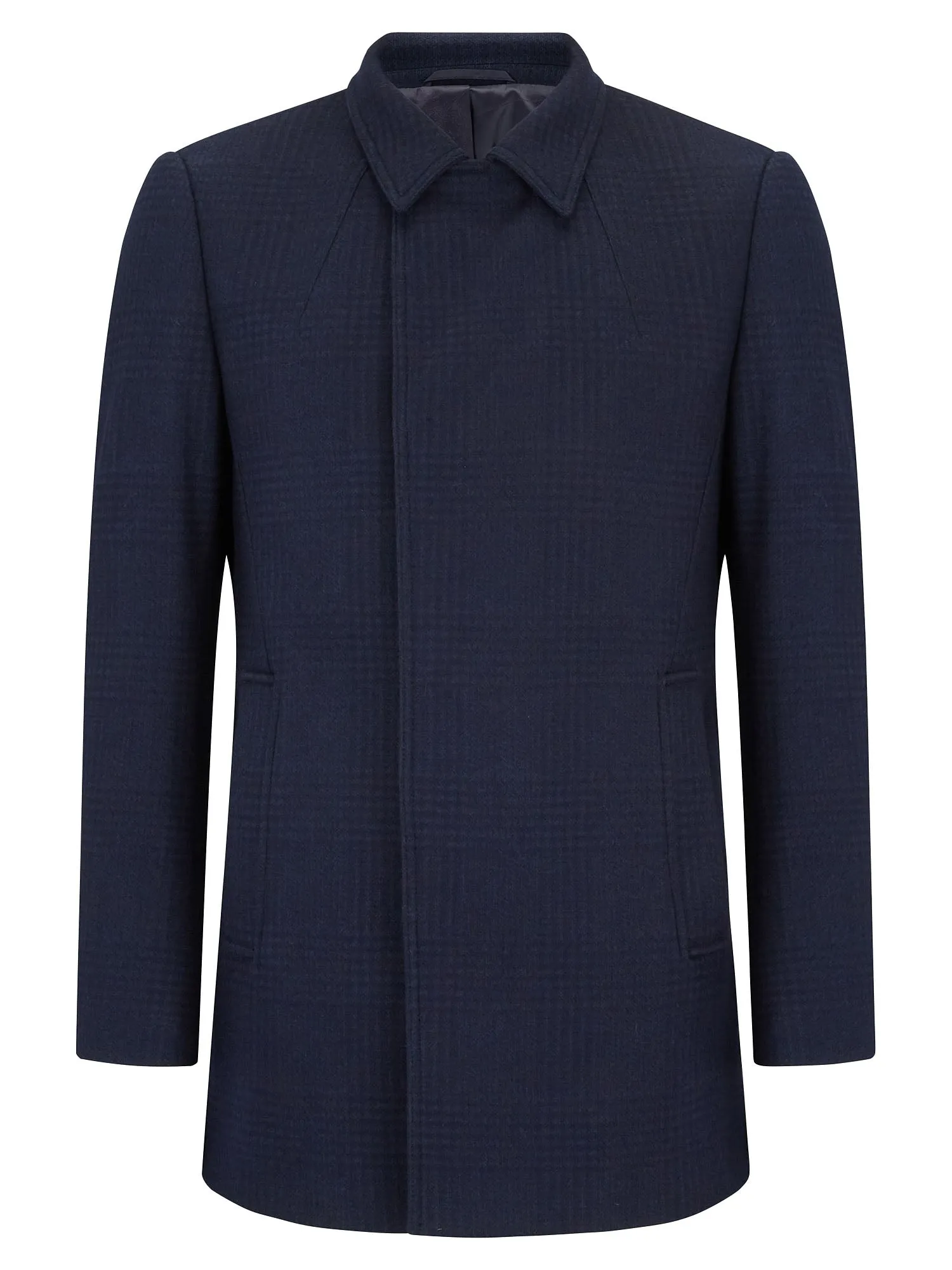 Remus - Navy Check Overcoat