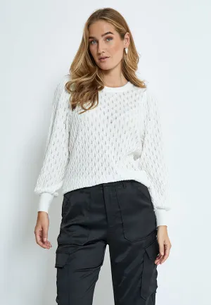 Rosalia Puff Sleeve Knit Pullover - Cloud Dancer