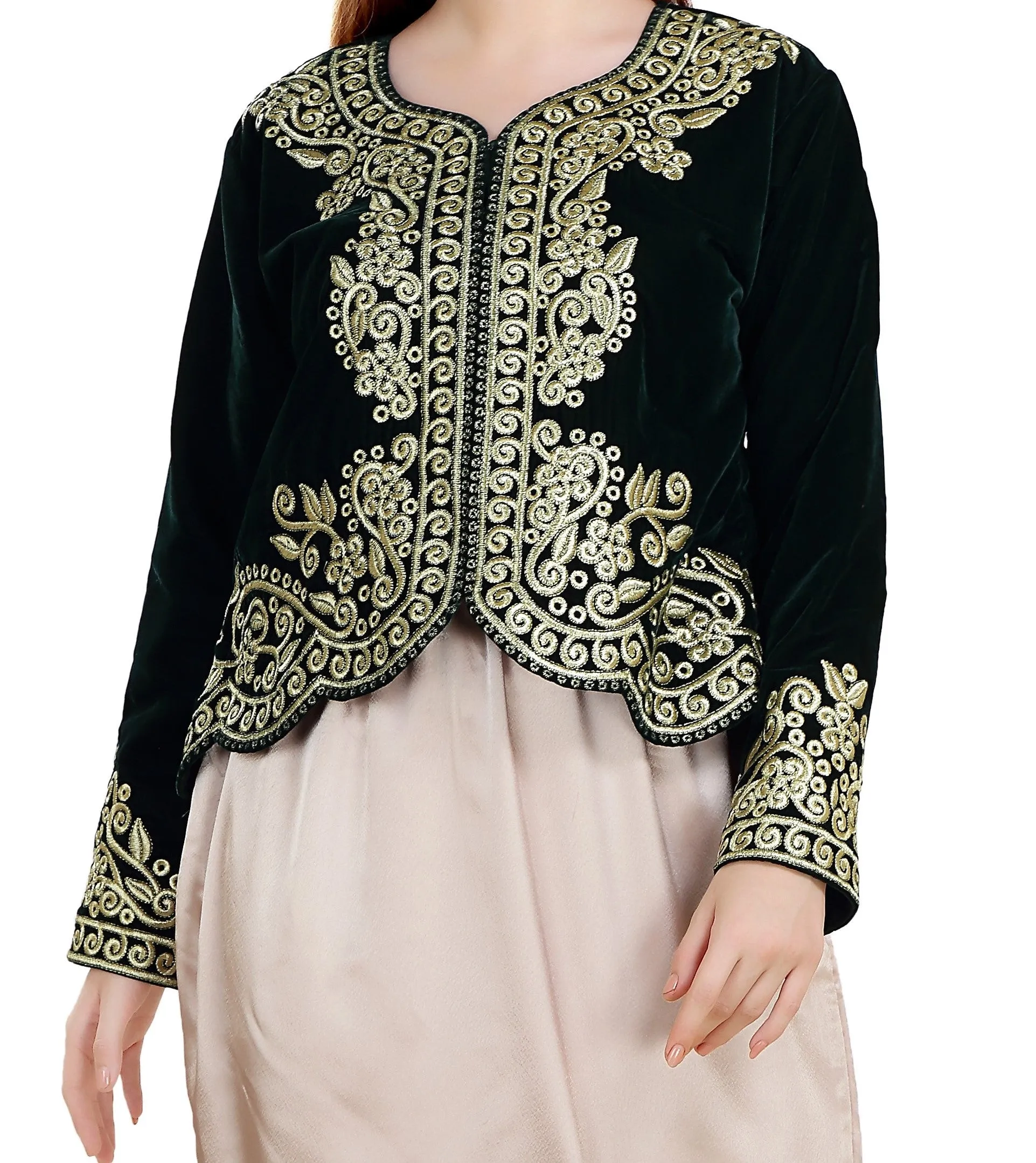 Sarwal Algerian Traditional Black Velvet Jacket Top