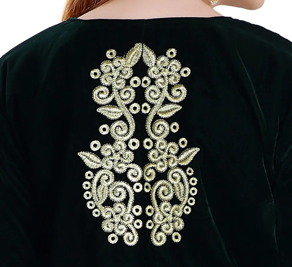 Sarwal Algerian Traditional Black Velvet Jacket Top