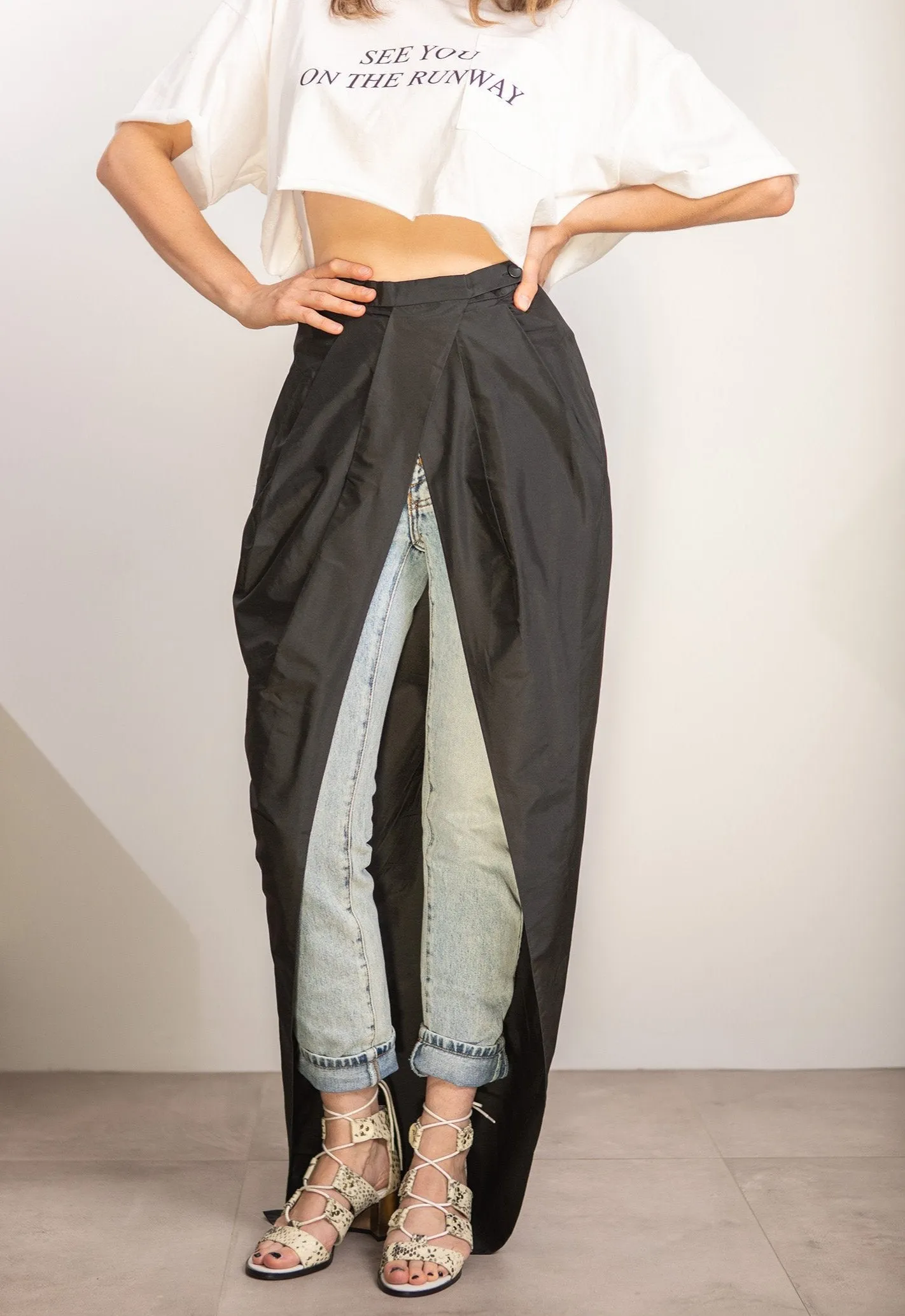 Sass & Bide Black Silk Overlay Maxi Skirt