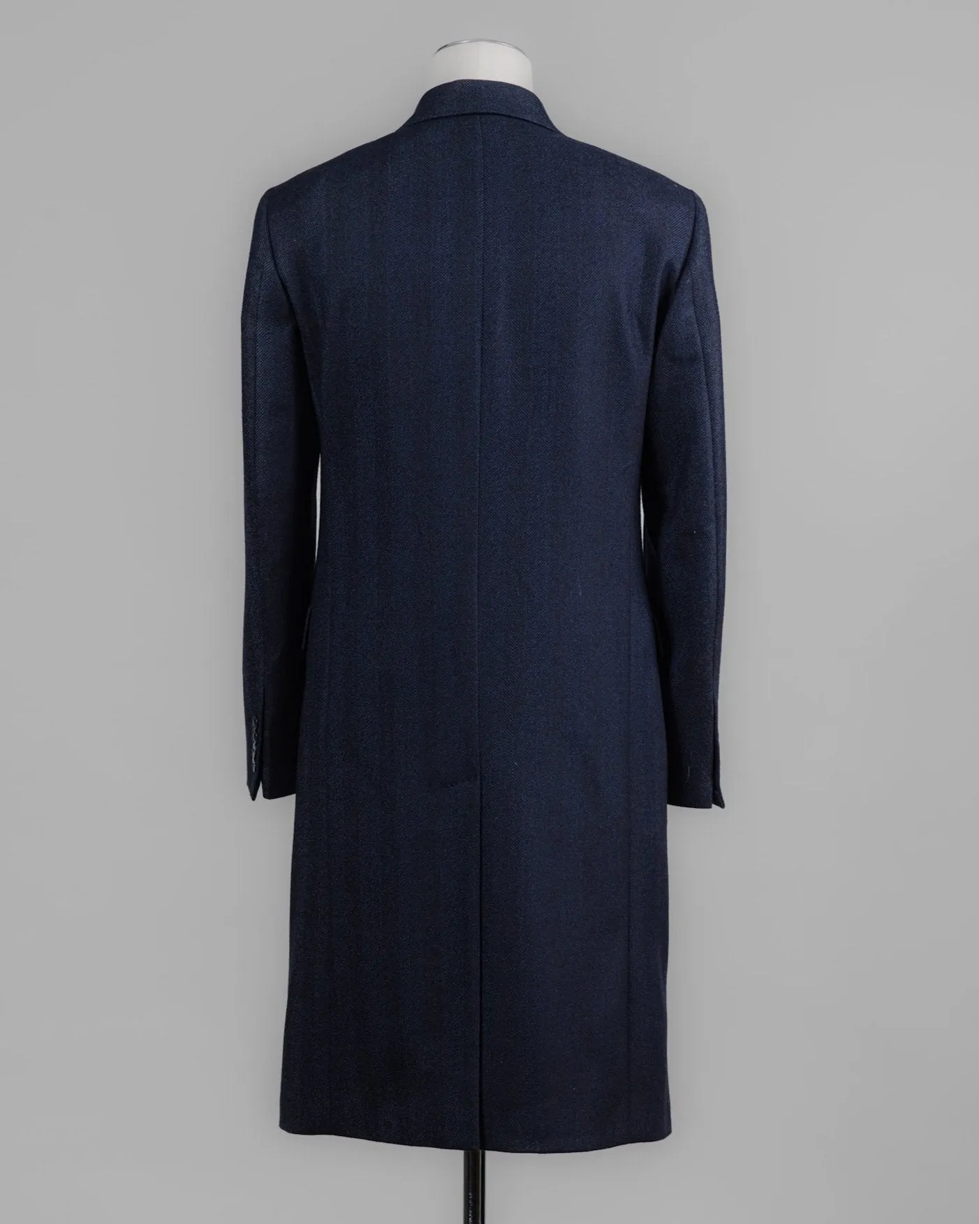 Sauma DB Herringbone Wool Overcoat / Navy