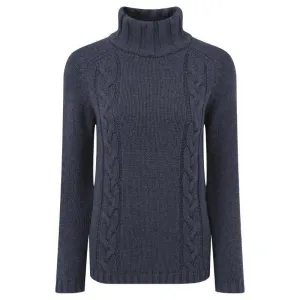 Schoffel Ladies Merino Cable Roll Neck Jumper - Indigo