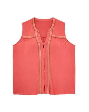 Sefa Button Down Sleeveless Top | Orange