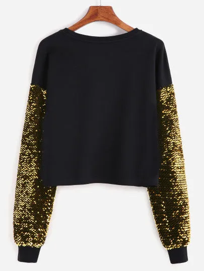 Sequins long sleeve pullover sweater top