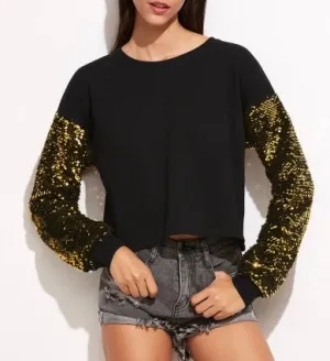 Sequins long sleeve pullover sweater top