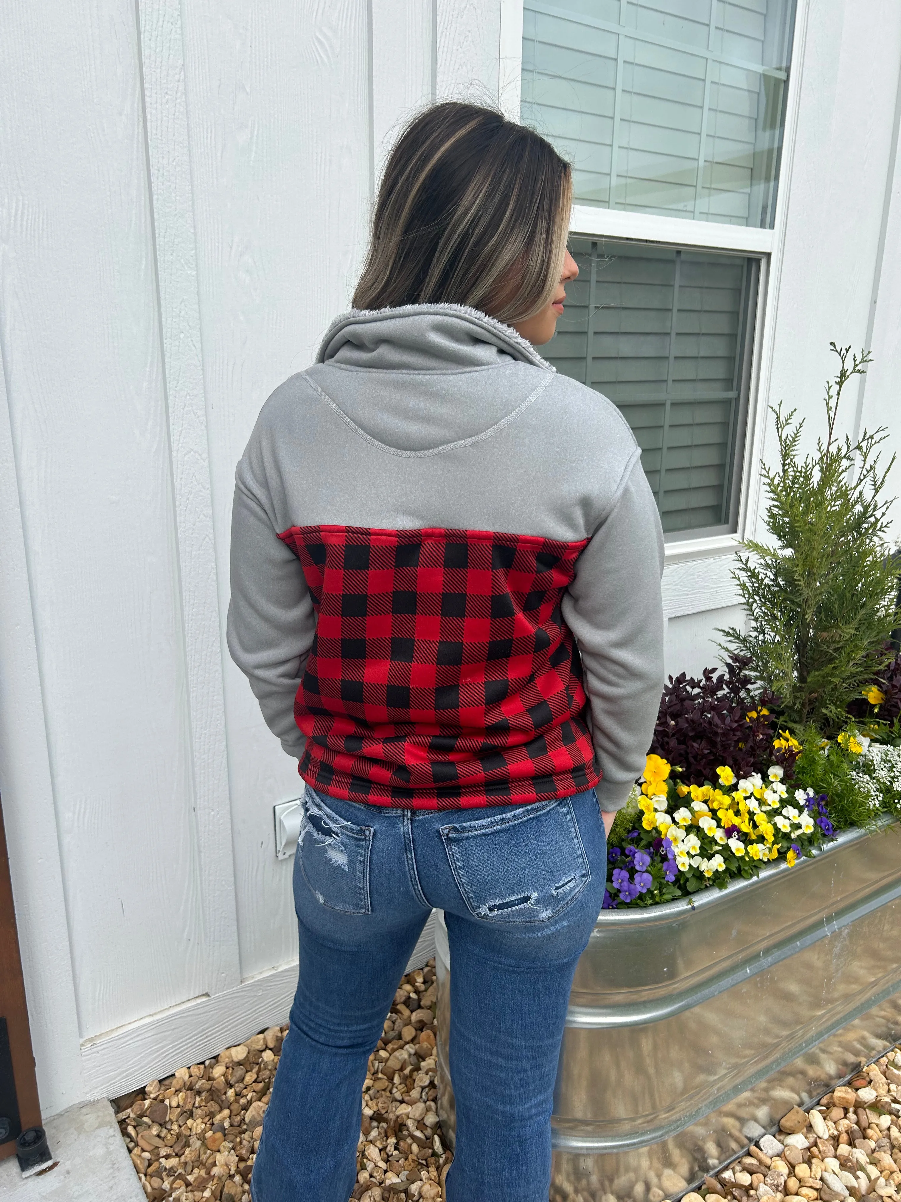 Simply Southern Quarter Zip Pullover-Plaid