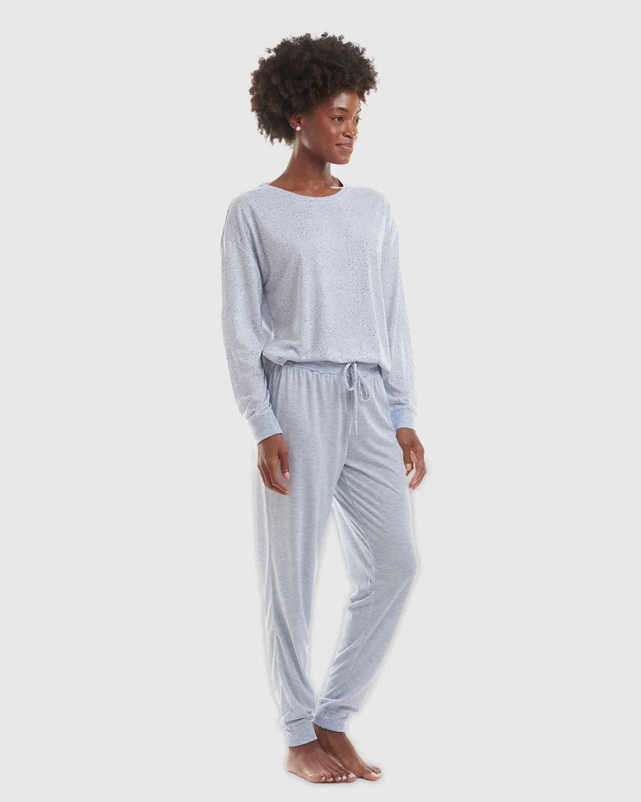 Speckled Light Blue Heather Pullover Jogger PJ Set